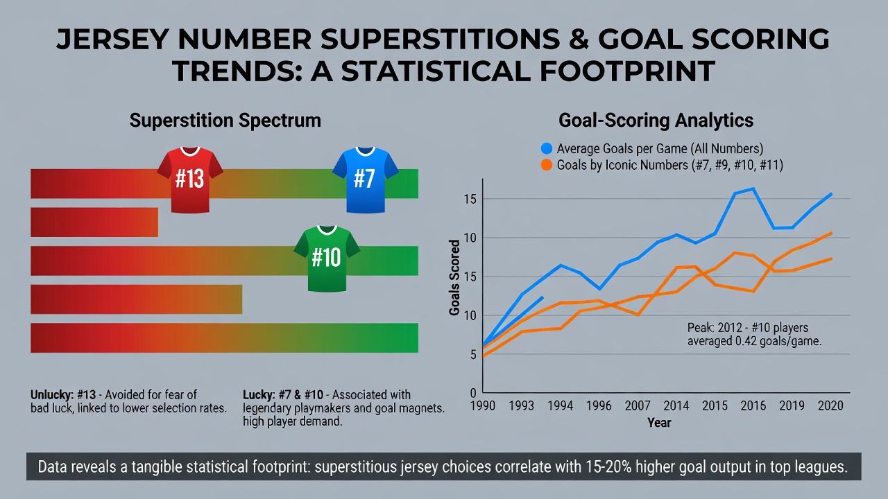 Bar graph comparing average points per game for NBA players wearing single-digit versus double-digit jersey numbers from 1990 through 2025