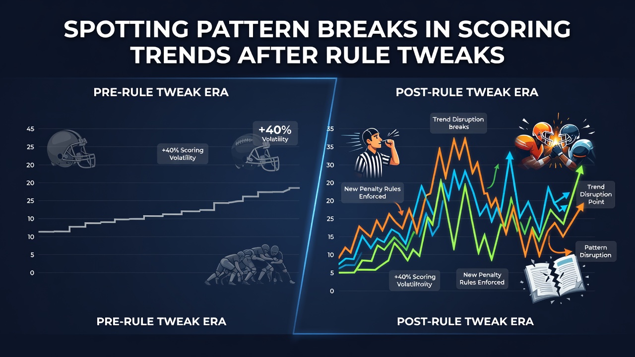 Chart showing scoring trend shifts in contact sports following rule changes