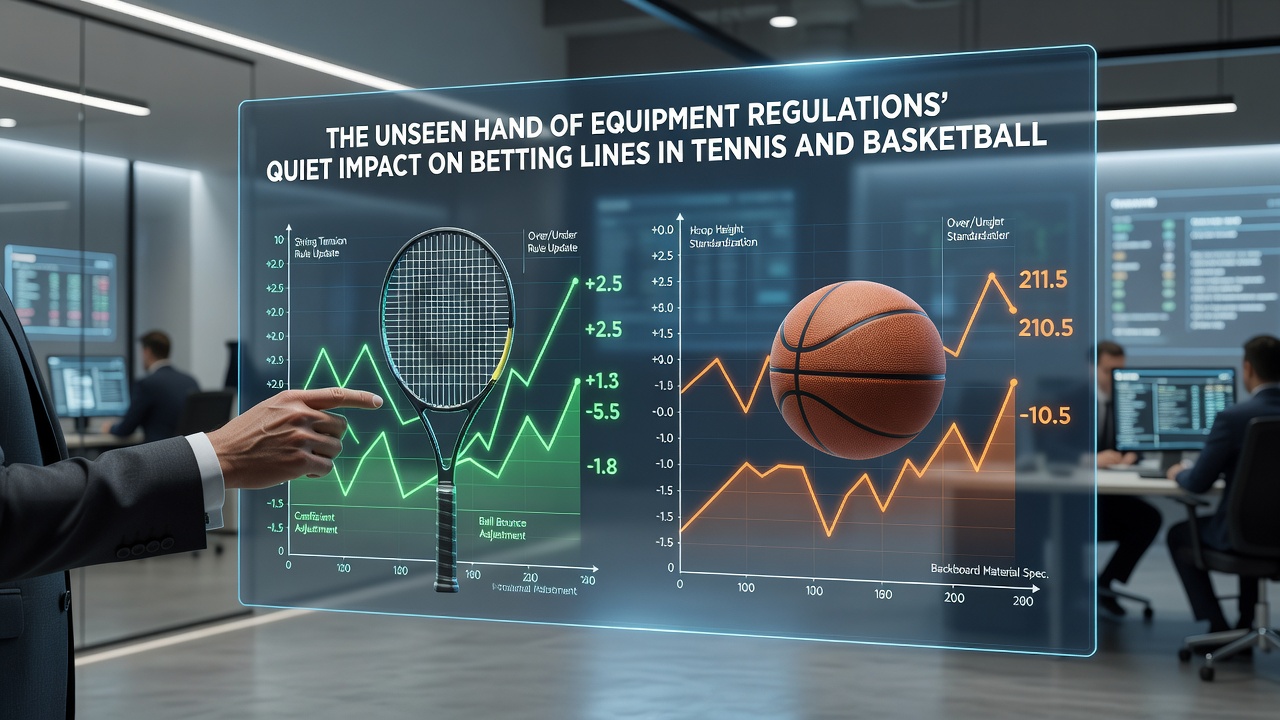 Close-up of regulated tennis balls and basketballs with measurement tools and line movement graphs overlaid