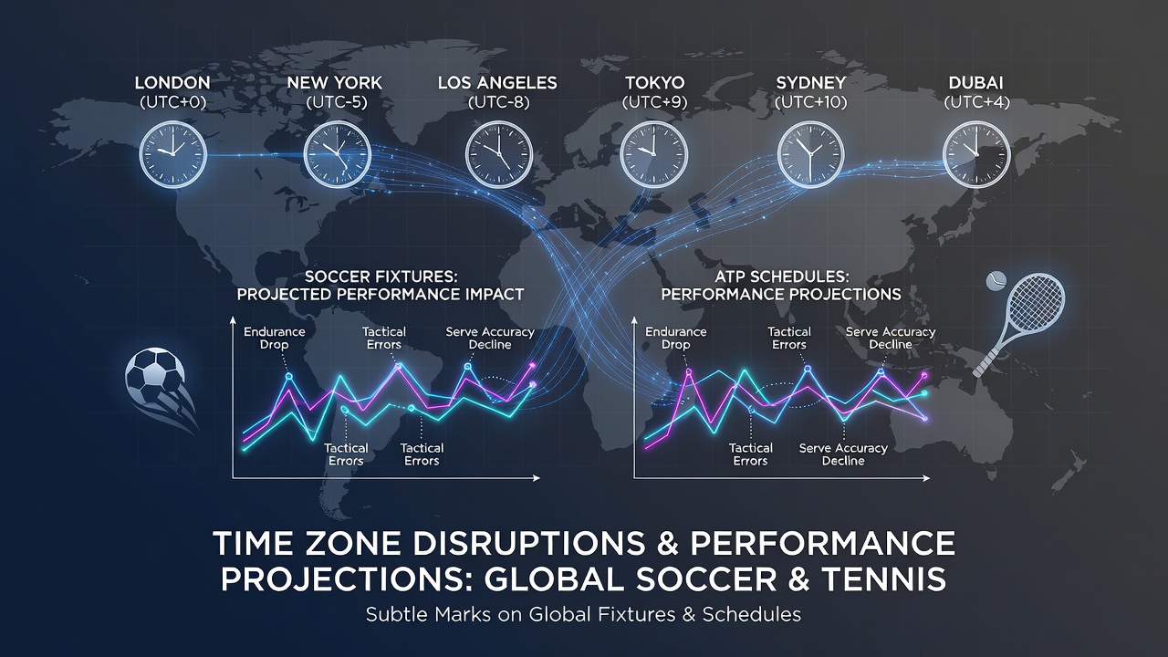 Soccer players and tennis athletes adjusting to new time zones during international travel for matches and tournaments